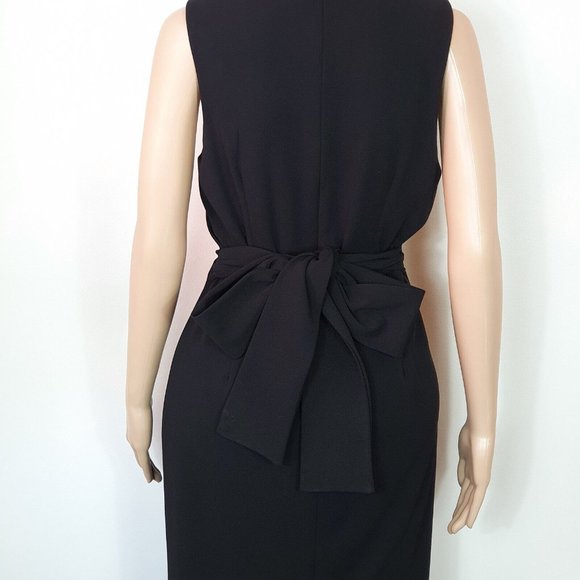 Pasduchas ruffle Midi Dress Black Size 14 w" belt short sleeve cocktail races - Picture 2 of 9